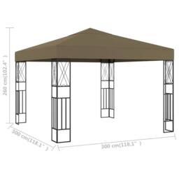 Berkfield Home Gazebo 3x3 m Taupe Fabric in Beige - thumbnail 5