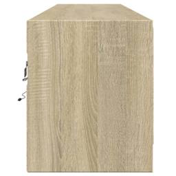 Berkfield Home TV Wall Cabinet with LED Sonoma Oak 180x31x38 cm in Light Brown - Size: 180 x 31 x 38 cm - thumbnail 7