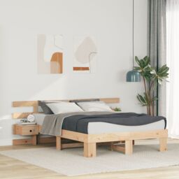 Berkfield Home with Drawer Brown 120 x 190 cm Solid pine wood in Beige - thumbnail 1
