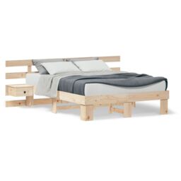 Berkfield Home with Drawer Brown 120 x 190 cm Solid pine wood in Beige - thumbnail 4