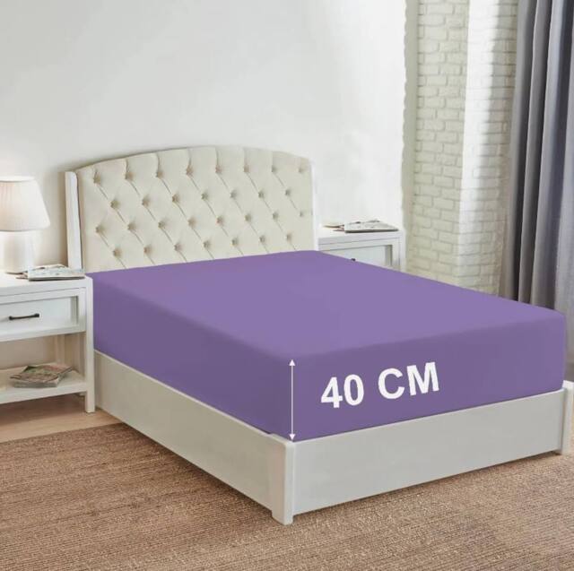 "Homes-Linen 180 Thread Count 16""/40cm Extra Deep Non Iron Fitted Sheet in Lilac - Size: King" - image 1