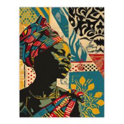 "Artery8 Wall Art Print African Woman Colourful Pattern Portrait Painting Poster - Size: W24"" x H32""" - thumbnail 1