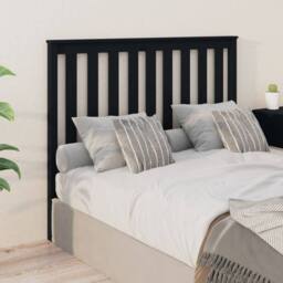 Berkfield Home Bed Headboard Black 126x6x101 cm Solid Wood Pine - Size: 126 x 6 x 101 cm - thumbnail 2