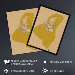 "Artery8 Infant Portrait in a Changing Pad Schiele Wall Art Poster Print in Beige - Size: W24"" x H32""" - thumbnail 2