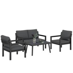 OUTSUNNY Rattan Garden Furniture Set, Outdoor Furniture Conversation Set in Dark Grey - thumbnail 2