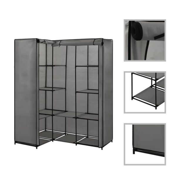 Berkfield Home Corner Wardrobe Grey 130x87x169 cm - Size: 130 x 87 x 169 cm - image 1