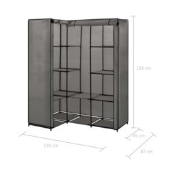 Berkfield Home Corner Wardrobe Grey 130x87x169 cm - Size: 130 x 87 x 169 cm - thumbnail 6