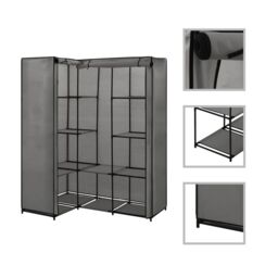 Berkfield Home Corner Wardrobe Grey 130x87x169 cm - Size: 130 x 87 x 169 cm - thumbnail 1
