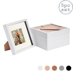 "Nicola Spring 3D Box Photo Frames - 8 x 8"" with 4 x 4"" Mount - White Mount - Pack of 5" - thumbnail 1