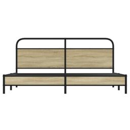 Berkfield Home Metal Bed Frame without Mattress Sonoma Oak 180x200 cm Super King in Brown - thumbnail 5