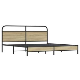 Berkfield Home Metal Bed Frame without Mattress Sonoma Oak 180x200 cm Super King in Brown - thumbnail 3