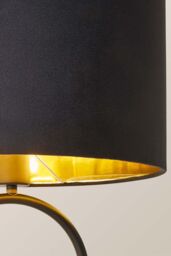ValueLights Antonia Black Velvet & Gold Drum Shade Matte Black Oval Table Lamp - thumbnail 4
