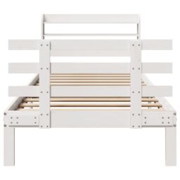 Berkfield Home Bed Frame with Headboard without Mattress White 90x190 cm Single - thumbnail 4