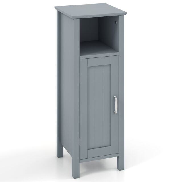 Costway Bathroom Floor Cabinet Freestanding Narrow Storage Organizer in Grey - image 1