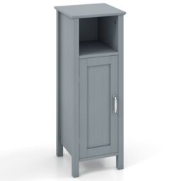 Costway Bathroom Floor Cabinet Freestanding Narrow Storage Organizer in Grey - thumbnail 1