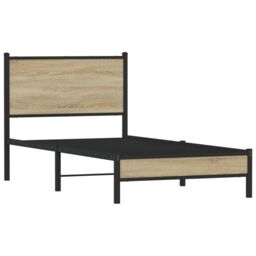 Berkfield Home Metal Bed Frame without Mattress Sonoma Oak 80x200 cm in Brown - thumbnail 3