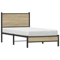 Berkfield Home Metal Bed Frame without Mattress Sonoma Oak 80x200 cm in Brown - thumbnail 4