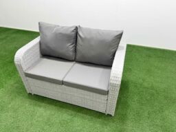 Fimous Patio PE Wicker 7 Seater Outdoor Rattan Furniture Sofa Sets w/ Firepit Dining Table Reclining Chair Loveseat Sofa 3 Seater Sofa Big Footstool - thumbnail 6