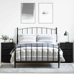 Berkfield Home Black Oak Nightstand Set Black Oak Engineered Wood Medium Drawers - thumbnail 2
