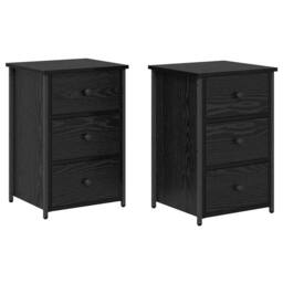 Berkfield Home Black Oak Nightstand Set Black Oak Engineered Wood Medium Drawers - thumbnail 1