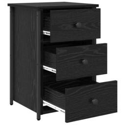 Berkfield Home Black Oak Nightstand Set Black Oak Engineered Wood Medium Drawers - thumbnail 6