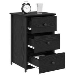 Berkfield Home Black Oak Nightstand Set Black Oak Engineered Wood Medium Drawers - thumbnail 3