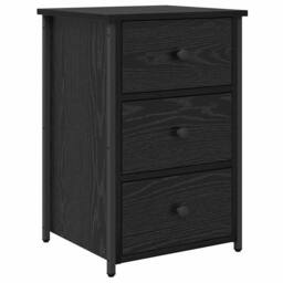 Berkfield Home Black Oak Nightstand Set Black Oak Engineered Wood Medium Drawers - thumbnail 5