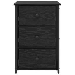 Berkfield Home Black Oak Nightstand Set Black Oak Engineered Wood Medium Drawers - thumbnail 7