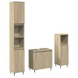 Berkfield Home Durable 3 Piece Bathroom Furniture Set Sonoma Oak Engineered Wood in Light Tan - thumbnail 3