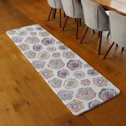 Benjamin Tate Design Hand Painted Multicolor Watercolor Geometrical Pattern Runner Rug in Natural - Size: 67 cm x 230 cm - thumbnail 2