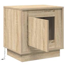 Berkfield Home Traditional Bedside Cabinets with LED Lights 2 pcs Sonoma Oak 44x in Beige - thumbnail 7