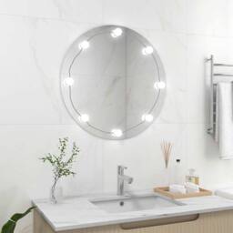 Berkfield Home Wall Mirror with LED Lights Round Glass in Silver