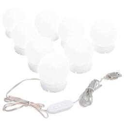 Berkfield Home Wall Mirror with LED Lights Round Glass in Silver - thumbnail 9