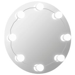 Berkfield Home Wall Mirror with LED Lights Round Glass in Silver - thumbnail 3