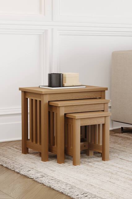 Home Discount Vida Designs Ashton Nest Of Tables Set Of 3 Storage Living Room in Light Brown - image 1
