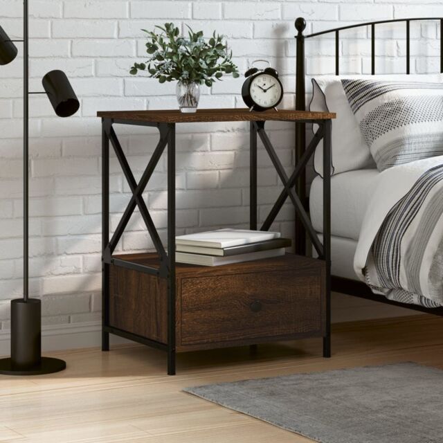Berkfield Home Bedside Table Brown Oak 50x41x65 cm Engineered Wood - Size: 50 x 41 x 65 cm - image 1