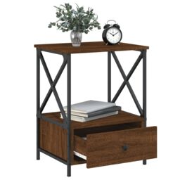 Berkfield Home Bedside Table Brown Oak 50x41x65 cm Engineered Wood - Size: 50 x 41 x 65 cm - thumbnail 4
