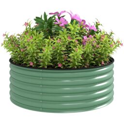 OUTSUNNY Galvanised Planter with Gloves, 120 x 120 x 43cm, Light Green - Size: 120 x 120 x 43 cm - thumbnail 2