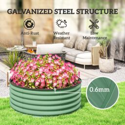 OUTSUNNY Galvanised Planter with Gloves, 120 x 120 x 43cm, Light Green - Size: 120 x 120 x 43 cm - thumbnail 5