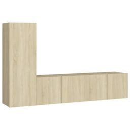 Berkfield Home Practical 3 Piece TV Cabinet Set Sonoma Oak Engineered Wood in Light Brown - thumbnail 3