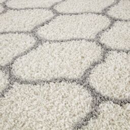 THE RUGS Soft Trellis Shaggy Rugs & Runners Ivory & Grey Living Room - Size: 140 cm x 200 cm - thumbnail 2