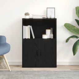 Berkfield Home Bookcase Black Oak 60x24x85 cm Engineered Wood - Size: 60 x 24 x 85 cm - thumbnail 3