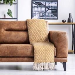 New Edge Blinds Stockholm Collection Cotton Throw in Yellow - Size: 127 cm x 152 cm - thumbnail 3