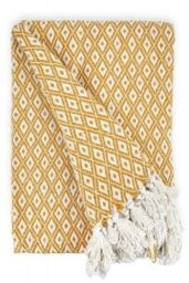 New Edge Blinds Stockholm Collection Cotton Throw in Yellow - Size: 127 cm x 152 cm - thumbnail 1