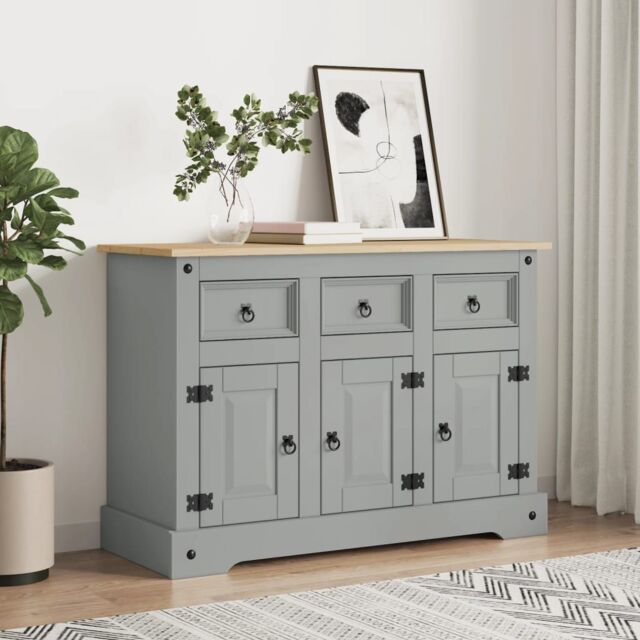 Berkfield Home Sideboard Corona Grey 112x43x78 cm Solid Wood Mexican Pine - Size: 112 x 43 x 78 cm - image 1