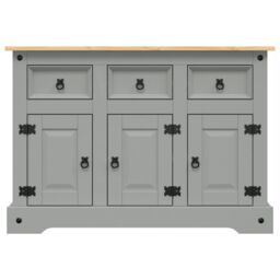 Berkfield Home Sideboard Corona Grey 112x43x78 cm Solid Wood Mexican Pine - Size: 112 x 43 x 78 cm - thumbnail 3