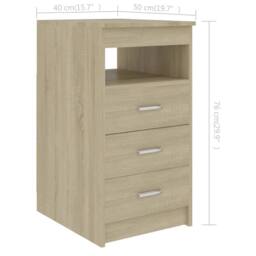 Berkfield Home Stylish Drawer Cabinet Sonoma Oak 40x50x76 cm Engineered Wood in Light Oak - Size: 40 x 50 x 76 cm - thumbnail 6