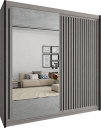 Sliding Wardrobes 4U Sleek Sliding Mirror Wardrobe with LED Various Sizes W150cm x H217cm in Taupe - thumbnail 2