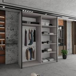 Sliding Wardrobes 4U Sleek Sliding Mirror Wardrobe with LED Various Sizes W150cm x H217cm in Taupe - thumbnail 3