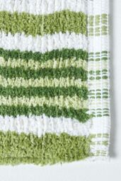Homescapes Handloomed Striped Cotton Bath Mat in Green - thumbnail 2